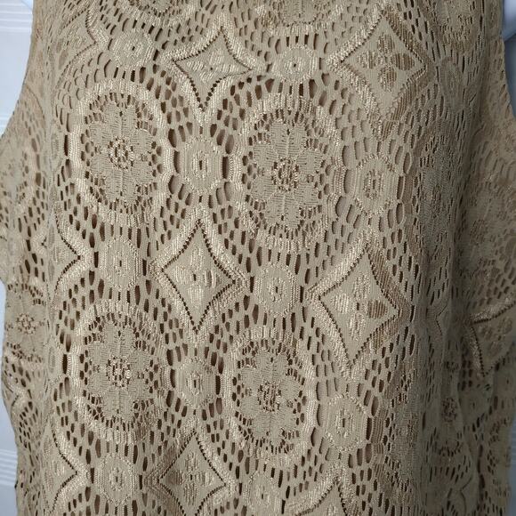 Nancy Bolen City Girl Petite Lace Vintage Tank Top Shirt Beige Large Y2K Boho - Picture 2 of 12